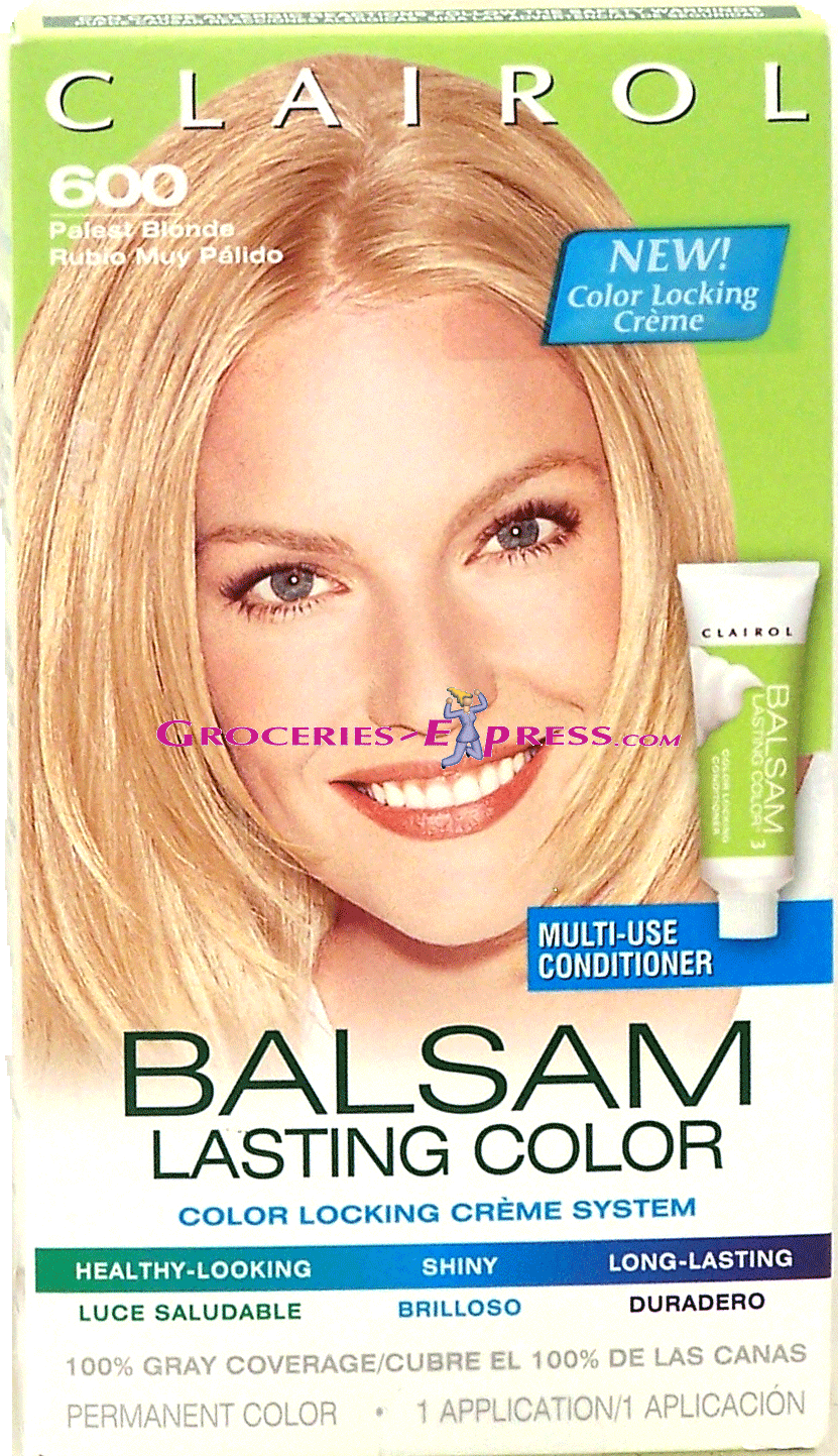 Clairol&nbsp;Balsam Lasting Color&nbsp;permanent hair color application, palest blonde 600 Full-Size Picture